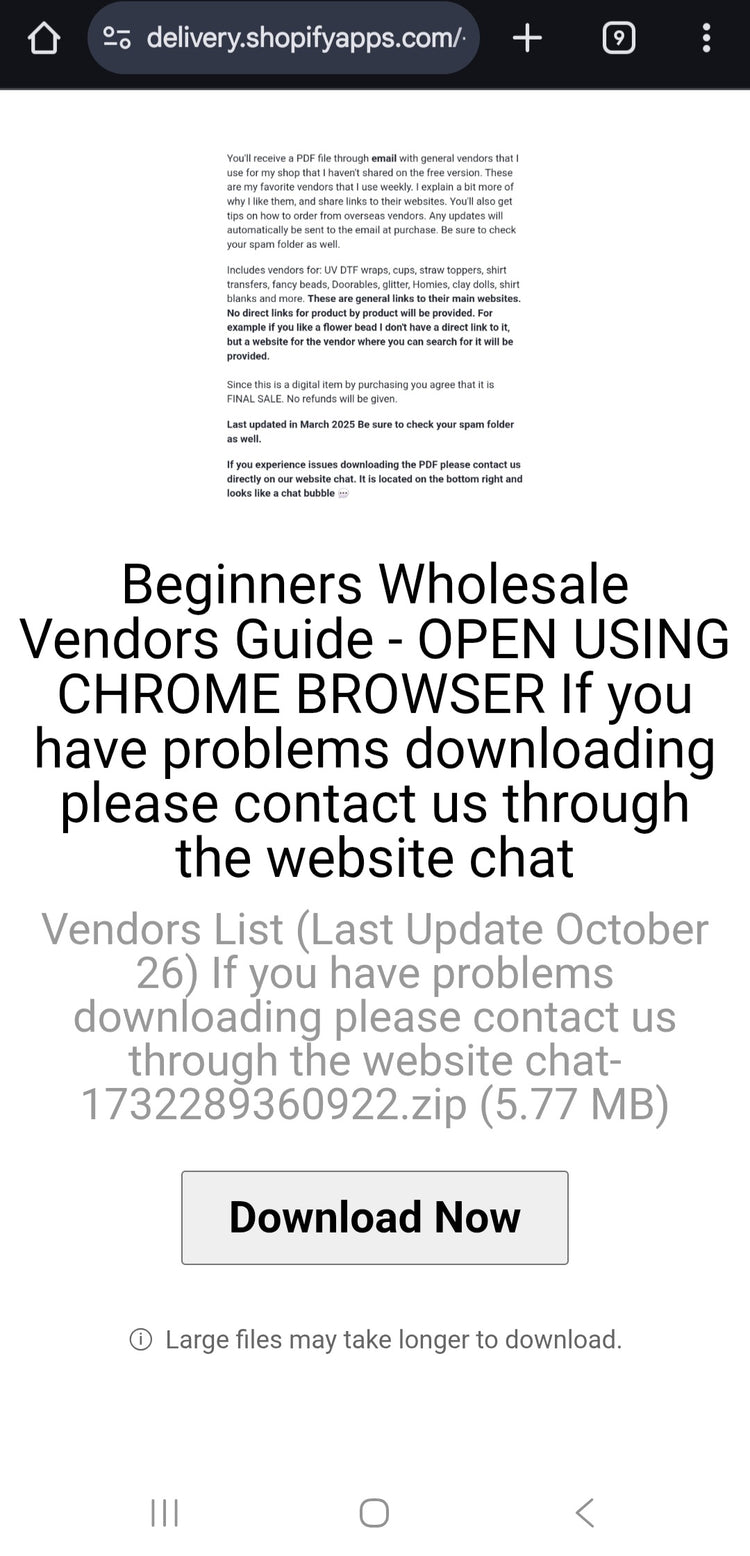 Beginners Wholesale Vendors Guide - DOWNLOAD USING CHROME BROWSER
