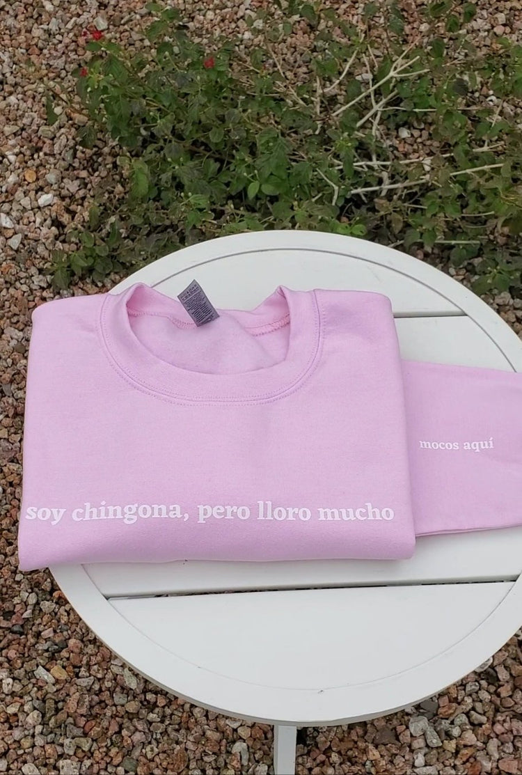 Baby Pink Lloro Mucho Crewneck